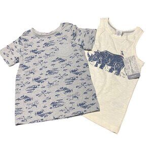 Tommy Bahama Boys 4T Gray Safari Tee & White Rhino Tank Set Cotton